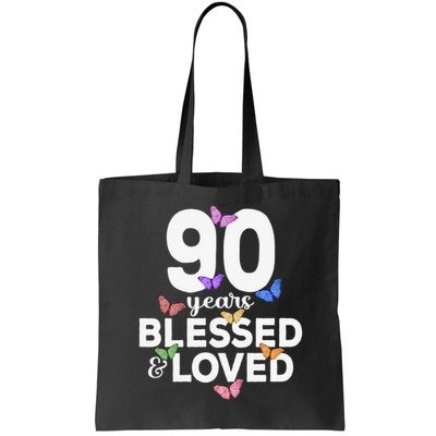 90 Years Blessed And Loved Butterfly 90th Birthday Bag