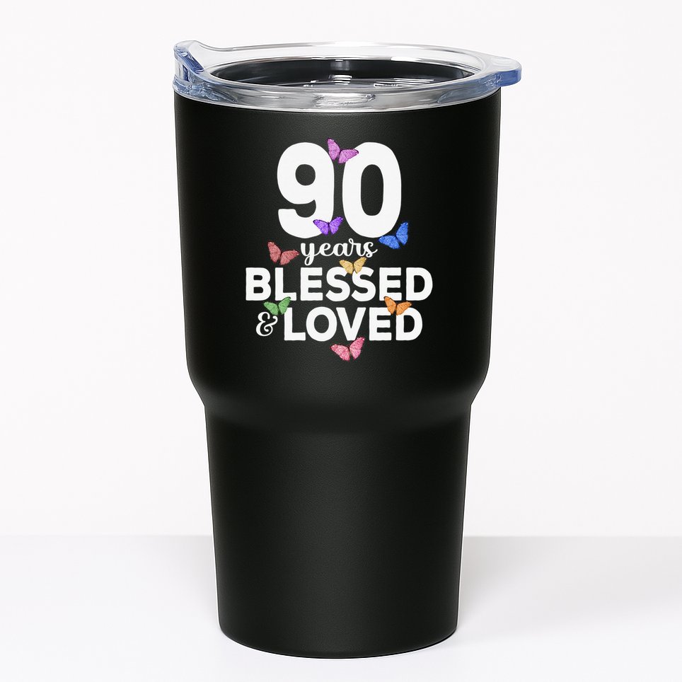 90 Years Blessed And Loved Butterfly 90th Birthday Tumbler