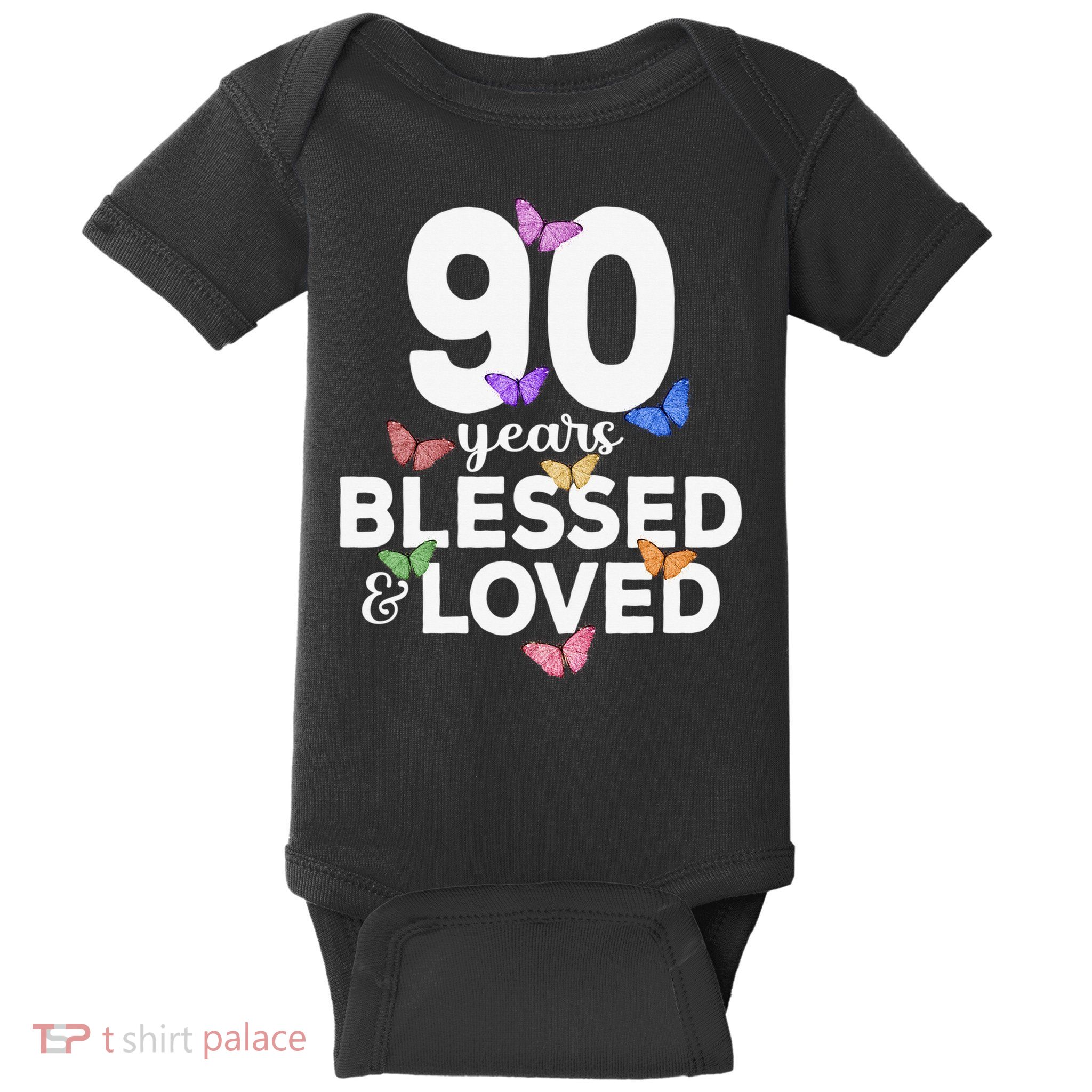 90 Years Blessed And Loved Butterfly 90th Birthday Baby Bodysuit