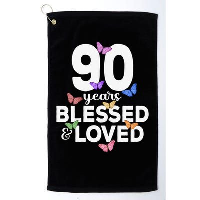 90 Years Blessed And Loved Butterfly 90th Birthday Golf Towel