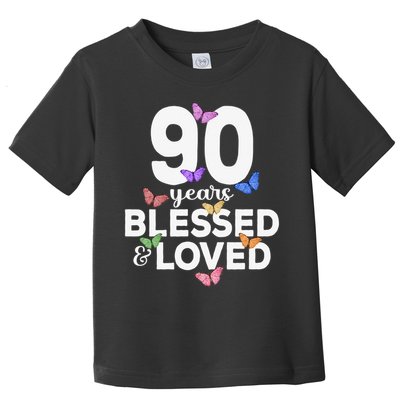 90 Years Blessed And Loved Butterfly 90th Birthday Toddler T-Shirt