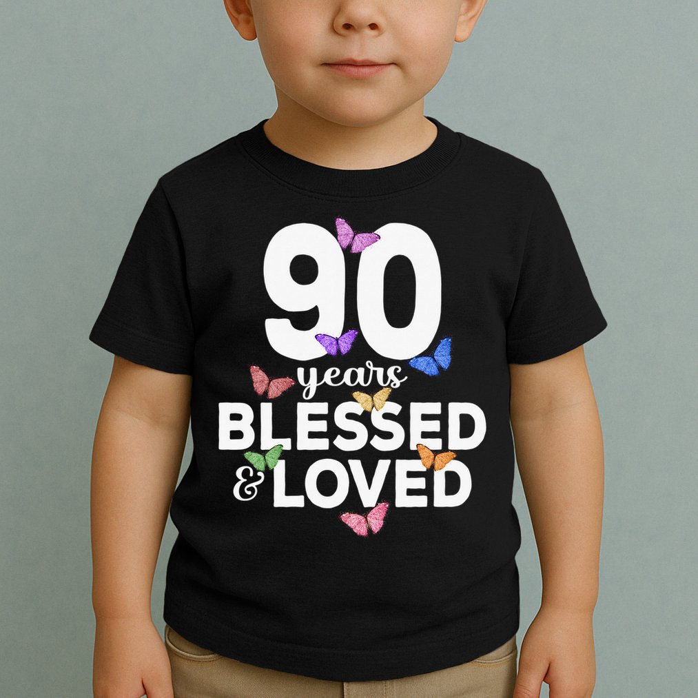 90 Years Blessed And Loved Butterfly 90th Birthday Toddler T-Shirt