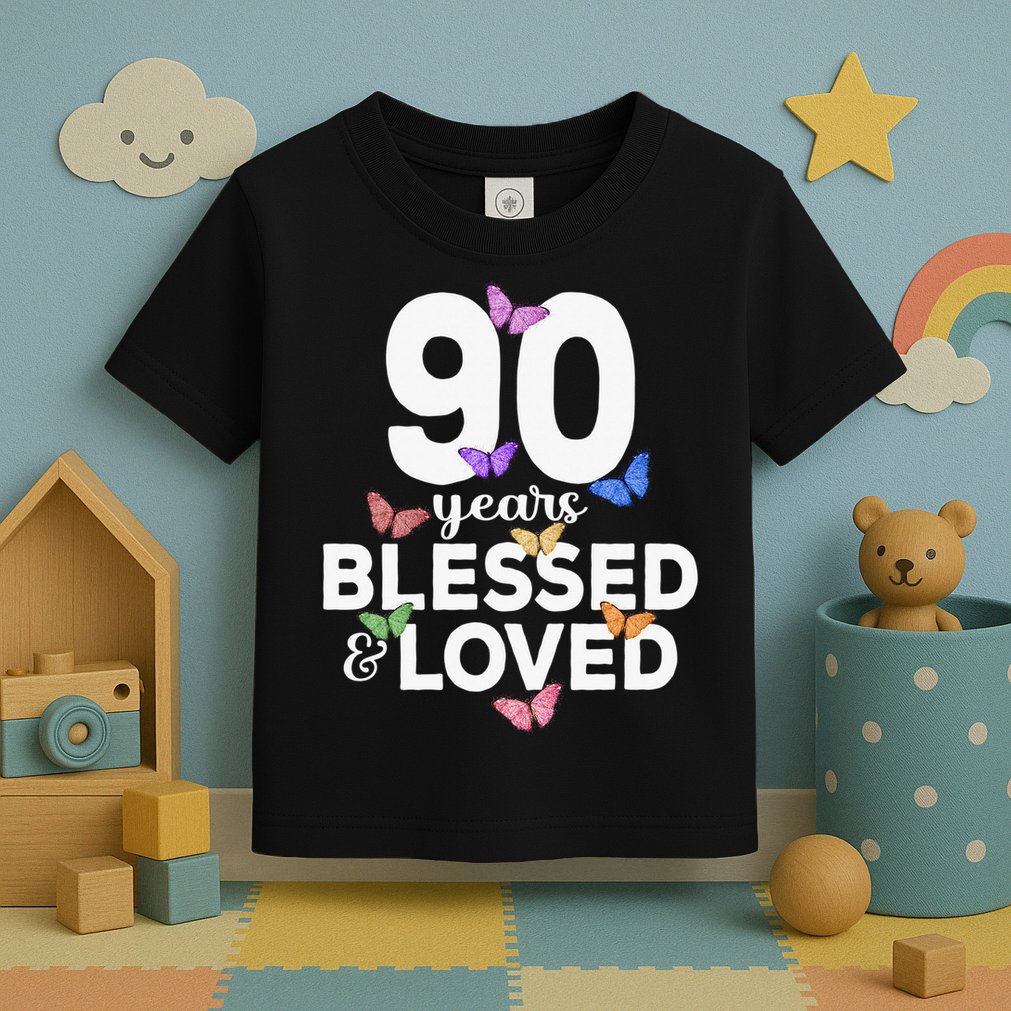 90 Years Blessed And Loved Butterfly 90th Birthday Toddler T-Shirt