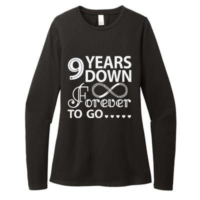 9 Years Down Forever To Go 9th Wedding Anniversary Womens CVC Long Sleeve Shirt