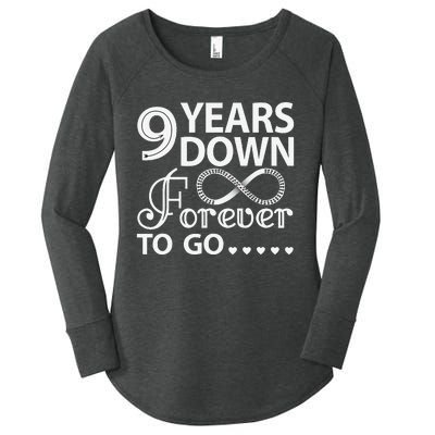 9 Years Down Forever To Go 9th Wedding Anniversary Women's Perfect Tri Tunic Long Sleeve Shirt