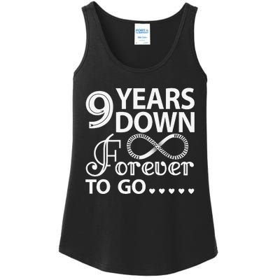 9 Years Down Forever To Go 9th Wedding Anniversary Ladies Essential Tank