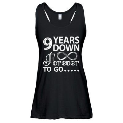 9 Years Down Forever To Go 9th Wedding Anniversary Ladies Essential Flowy Tank