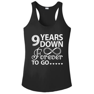 9 Years Down Forever To Go 9th Wedding Anniversary Ladies PosiCharge Competitor Racerback Tank