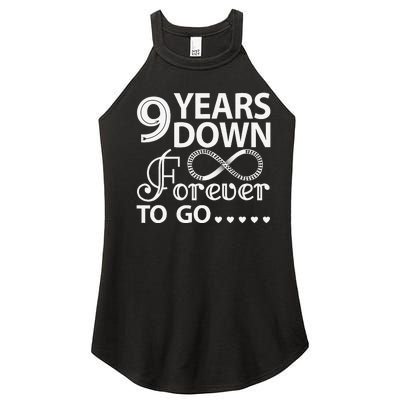 9 Years Down Forever To Go 9th Wedding Anniversary Women's Perfect Tri Rocker Tank