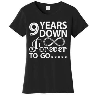 9 Years Down Forever To Go 9th Wedding Anniversary Women's T-Shirt