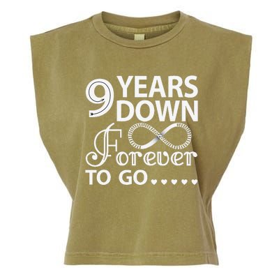 9 Years Down Forever To Go 9th Wedding Anniversary Garment-Dyed Women's Muscle Tee