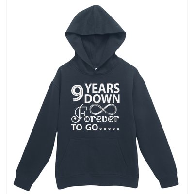 9 Years Down Forever To Go 9th Wedding Anniversary Urban Pullover Hoodie