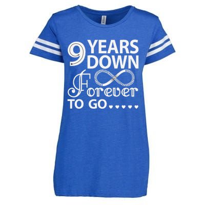 9 Years Down Forever To Go 9th Wedding Anniversary Enza Ladies Jersey Football T-Shirt