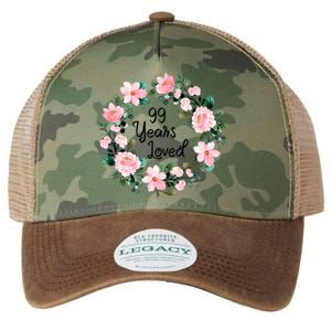 99 Years Loved 99 Years Old Floral 99th Birthday Gift Legacy Tie Dye Trucker Hat