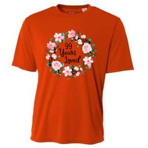 99 Years Loved 99 Years Old Floral 99th Birthday Gift Cooling Performance Crew T-Shirt