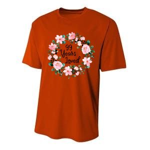 99 Years Loved 99 Years Old Floral 99th Birthday Gift Performance Sprint T-Shirt