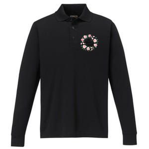 99 Years Loved 99 Years Old Floral 99th Birthday Gift Performance Long Sleeve Polo