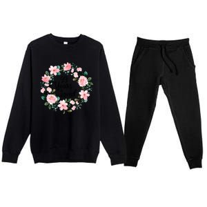 99 Years Loved 99 Years Old Floral 99th Birthday Gift Premium Crewneck Sweatsuit Set