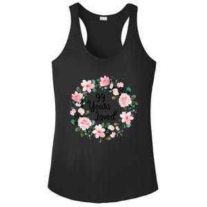 99 Years Loved 99 Years Old Floral 99th Birthday Gift Ladies PosiCharge Competitor Racerback Tank