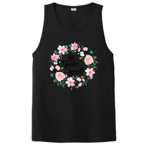 99 Years Loved 99 Years Old Floral 99th Birthday Gift PosiCharge Competitor Tank