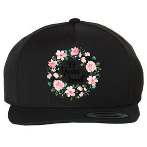 99 Years Loved 99 Years Old Floral 99th Birthday Gift Wool Snapback Cap