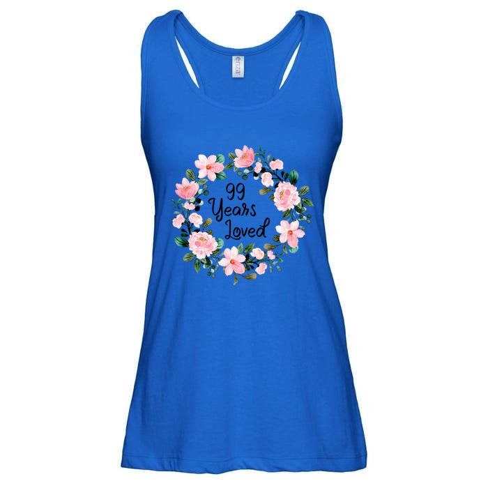 99 Years Loved 99 Years Old Floral 99th Birthday Gift Ladies Essential Flowy Tank