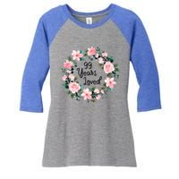 99 Years Loved 99 Years Old Floral 99th Birthday Gift Women's Tri-Blend 3/4-Sleeve Raglan Shirt