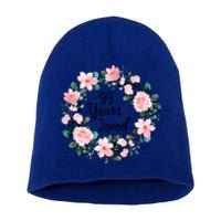 99 Years Loved 99 Years Old Floral 99th Birthday Gift Short Acrylic Beanie