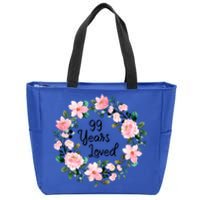 99 Years Loved 99 Years Old Floral 99th Birthday Gift Zip Tote Bag