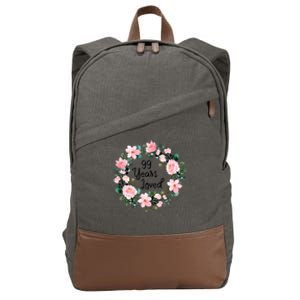 99 Years Loved 99 Years Old Floral 99th Birthday Gift Cotton Canvas Backpack