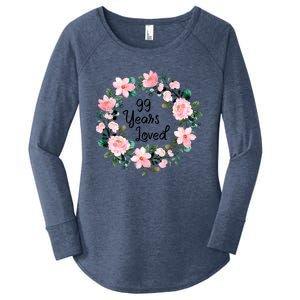 99 Years Loved 99 Years Old Floral 99th Birthday Gift Women's Perfect Tri Tunic Long Sleeve Shirt