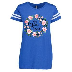 99 Years Loved 99 Years Old Floral 99th Birthday Gift Enza Ladies Jersey Football T-Shirt