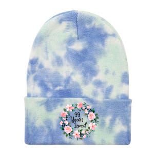 99 Years Loved 99 Years Old Floral 99th Birthday Gift Tie Dye 12in Knit Beanie