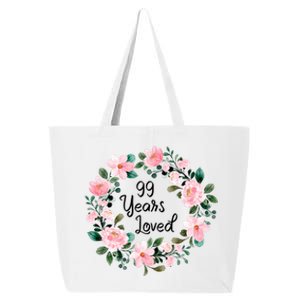 99 Years Loved 99 Years Old Floral 99th Birthday Gift 25L Jumbo Tote