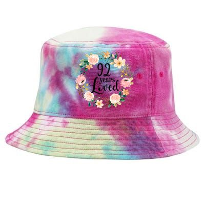 92 Years Loved 92 Year Old Women Floral 92nd Birthday Gift Tie-Dyed Bucket Hat