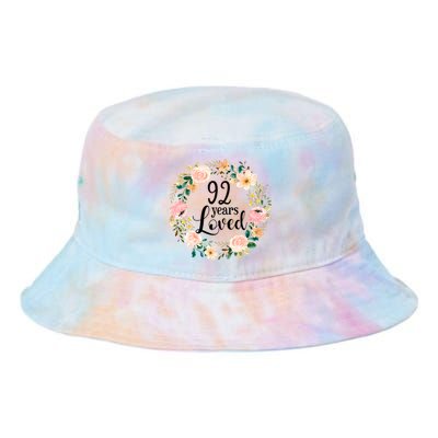 92 Years Loved 92 Year Old Women Floral 92nd Birthday Gift Tie Dye Newport Bucket Hat