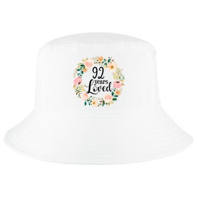 92 Years Loved 92 Year Old Women Floral 92nd Birthday Gift Cool Comfort Performance Bucket Hat