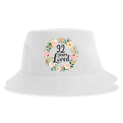 92 Years Loved 92 Year Old Women Floral 92nd Birthday Gift Sustainable Bucket Hat