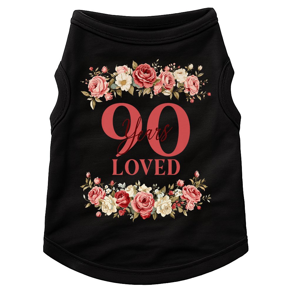 90 Years Loved 90th Birthday Floral 90 Years Old Doggie Tank