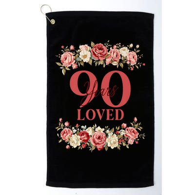 90 Years Loved 90th Birthday Floral 90 Years Old Golf Towel