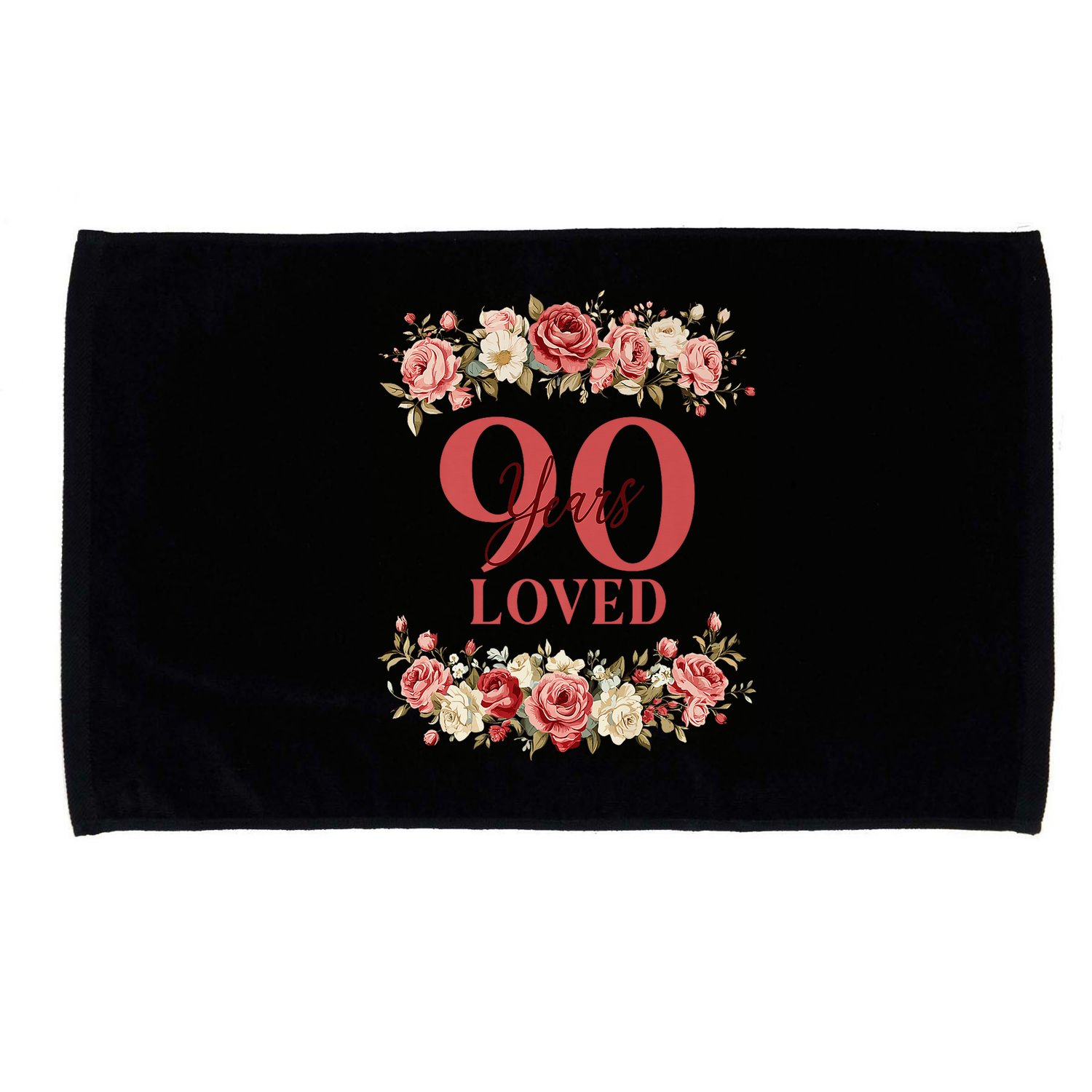 90 Years Loved 90th Birthday Floral 90 Years Old Microfiber Hand Towel