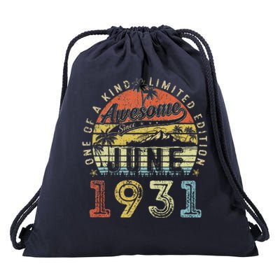 92 Year Old Awesome Since June 1931 92th Birthday Drawstring Bag