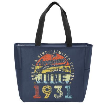 92 Year Old Awesome Since June 1931 92th Birthday Zip Tote Bag