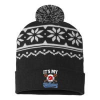 9 Years Old Baseball Player 9th Birthday Party USA-Made Snowflake Beanie