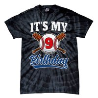 9 Years Old Baseball Player 9th Birthday Party Tie-Dye T-Shirt