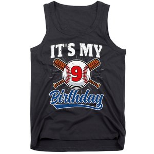 9 Years Old Baseball Player 9th Birthday Party Tank Top