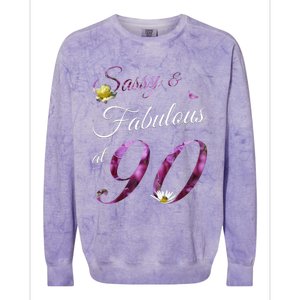 90 Year Old Sassy & Fabulous Floral 1933 90th Birthday Gift Colorblast Crewneck Sweatshirt