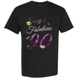 90 Year Old Sassy & Fabulous Floral 1933 90th Birthday Gift Garment-Dyed Heavyweight T-Shirt