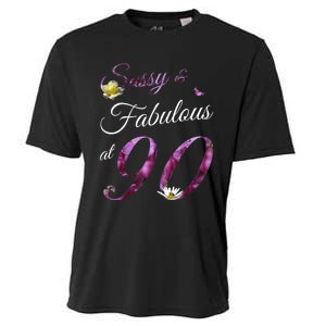 90 Year Old Sassy & Fabulous Floral 1933 90th Birthday Gift Cooling Performance Crew T-Shirt