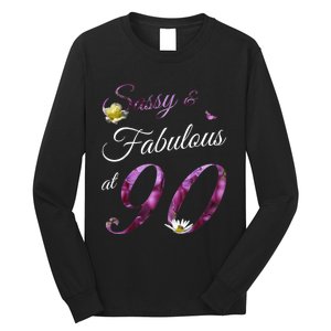 90 Year Old Sassy & Fabulous Floral 1933 90th Birthday Gift Long Sleeve Shirt